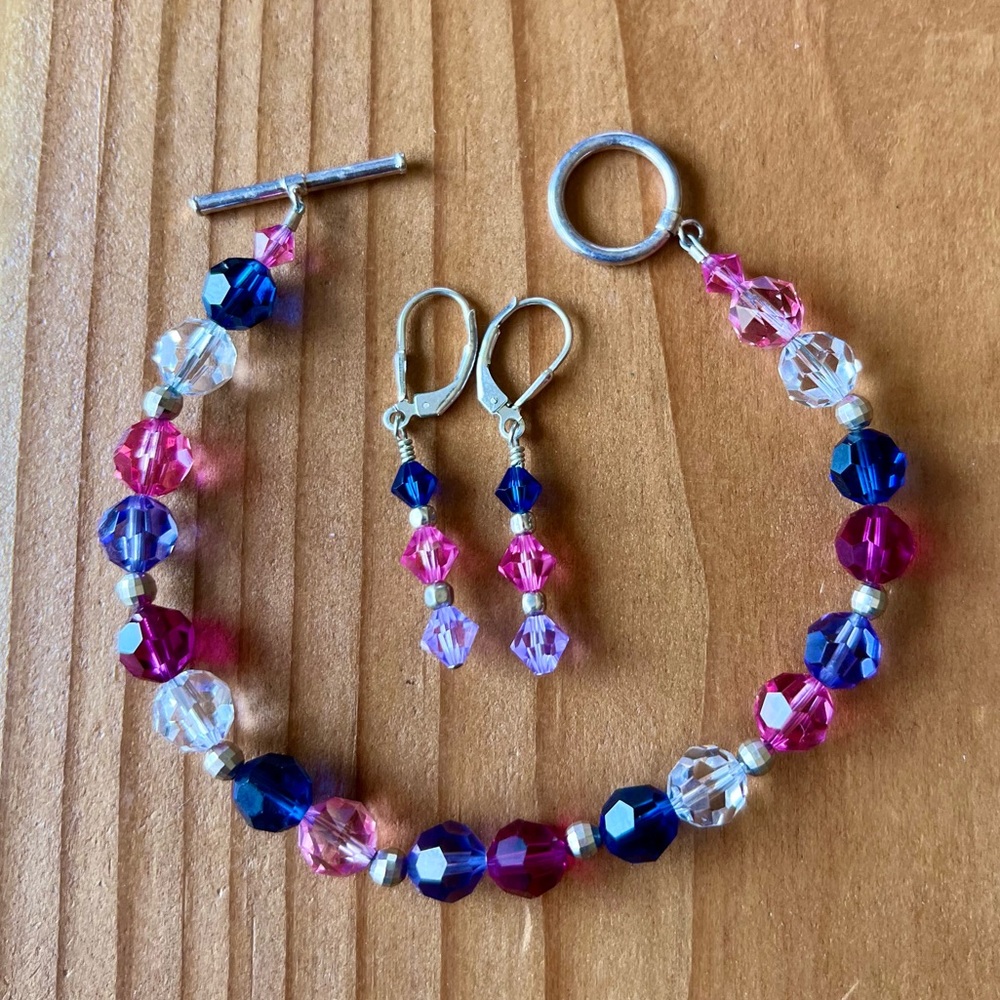 Swarovski Crystal Rainbow Bracelet And Earring Set